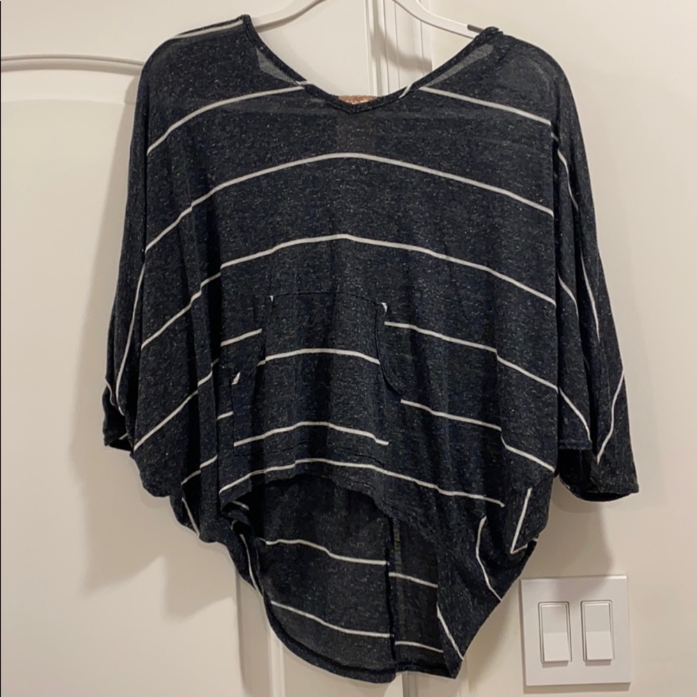 Lightweight Shortsleeve Striped Heather Grey Tunic
